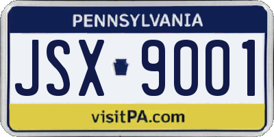 PA license plate JSX9001