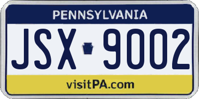 PA license plate JSX9002