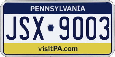 PA license plate JSX9003