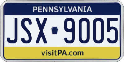 PA license plate JSX9005
