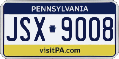 PA license plate JSX9008