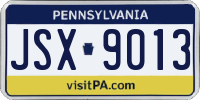 PA license plate JSX9013