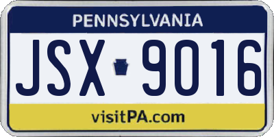 PA license plate JSX9016