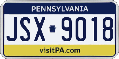 PA license plate JSX9018