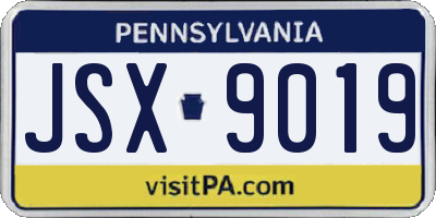 PA license plate JSX9019