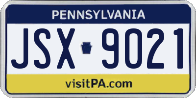 PA license plate JSX9021