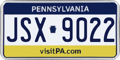 PA license plate JSX9022