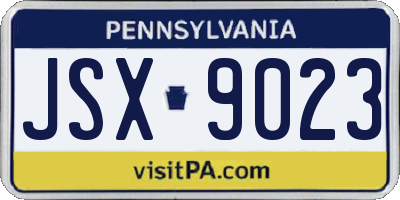 PA license plate JSX9023