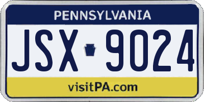 PA license plate JSX9024