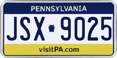 PA license plate JSX9025
