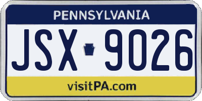 PA license plate JSX9026