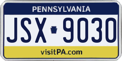PA license plate JSX9030