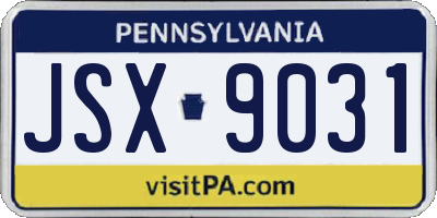 PA license plate JSX9031