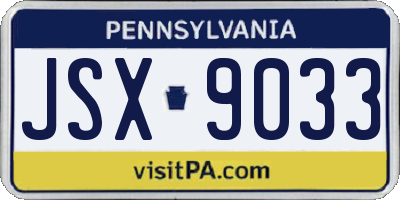 PA license plate JSX9033