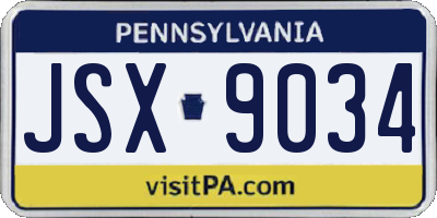 PA license plate JSX9034