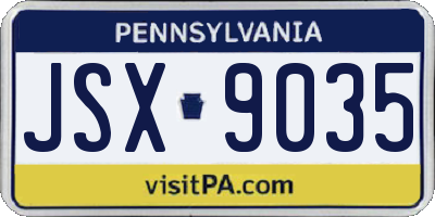 PA license plate JSX9035