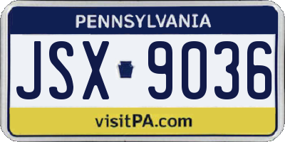 PA license plate JSX9036