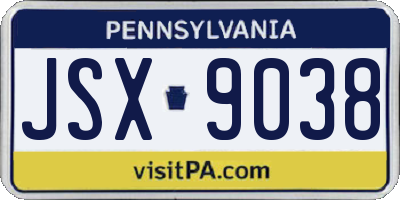 PA license plate JSX9038