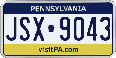 PA license plate JSX9043