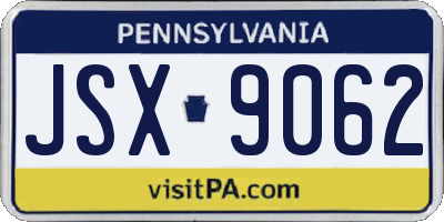 PA license plate JSX9062