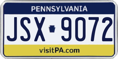 PA license plate JSX9072