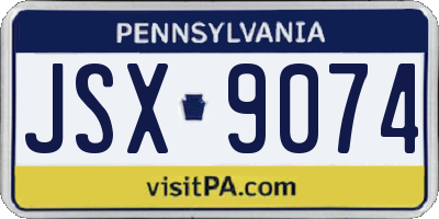 PA license plate JSX9074