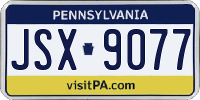 PA license plate JSX9077