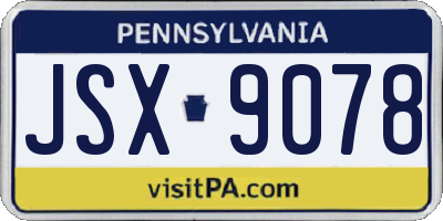 PA license plate JSX9078