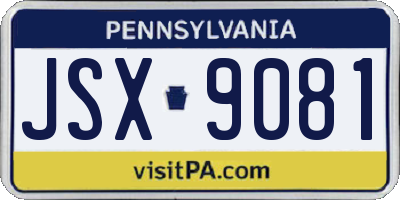 PA license plate JSX9081