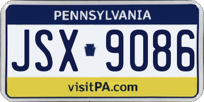 PA license plate JSX9086
