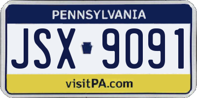 PA license plate JSX9091