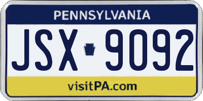 PA license plate JSX9092