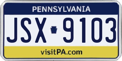 PA license plate JSX9103