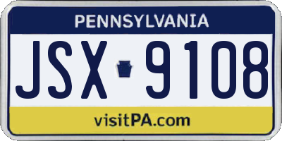PA license plate JSX9108