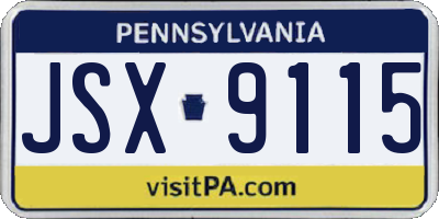 PA license plate JSX9115