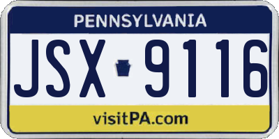 PA license plate JSX9116