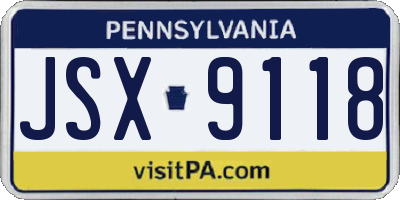 PA license plate JSX9118