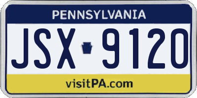 PA license plate JSX9120
