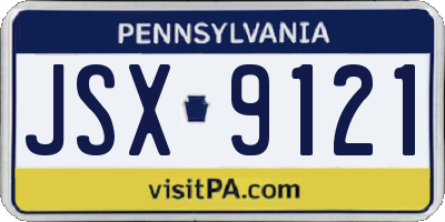 PA license plate JSX9121