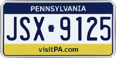 PA license plate JSX9125