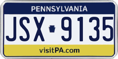 PA license plate JSX9135