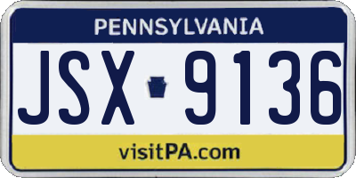 PA license plate JSX9136