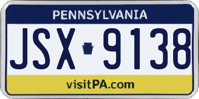 PA license plate JSX9138