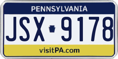 PA license plate JSX9178