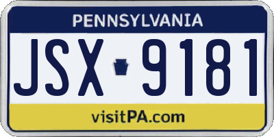 PA license plate JSX9181