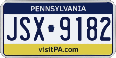 PA license plate JSX9182