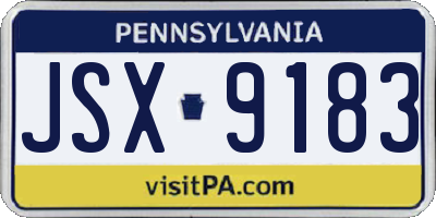 PA license plate JSX9183