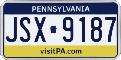 PA license plate JSX9187