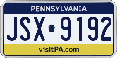 PA license plate JSX9192