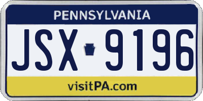PA license plate JSX9196